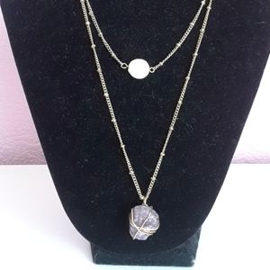 "Pearl" and purple rock necklace